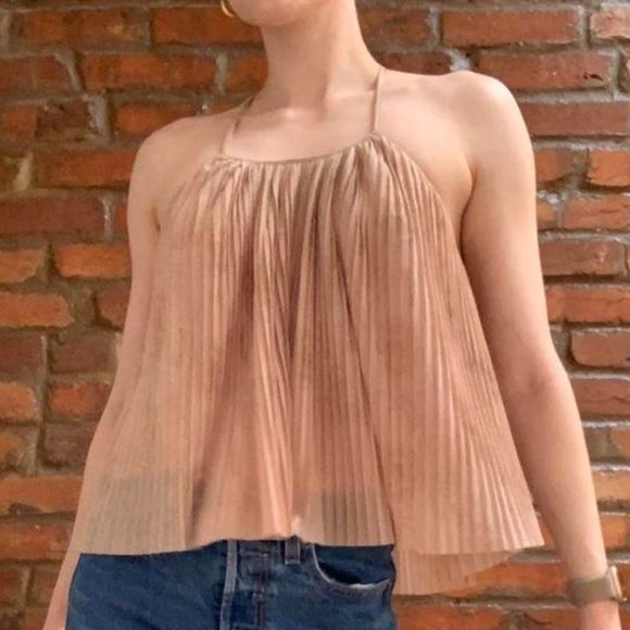 Kimchi Blue Tops - UO Kimchi Blue Pleated Metallic Top